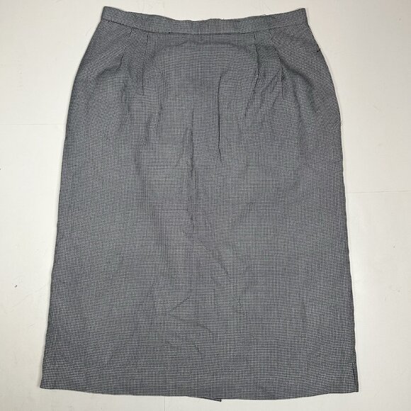 Vtg Le Suit Women 2pc Skirt Suit Short Sleeve Blue Houndstooth Lined 2 Button 14 - Picture 7 of 10